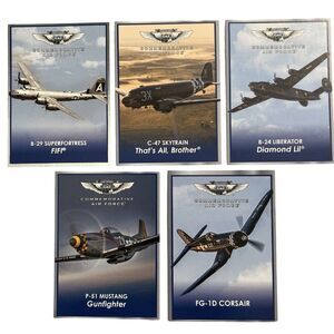WWII Commemorative Air Force Trading Cards B29 C47 B24 P51 FG1D Military Planes